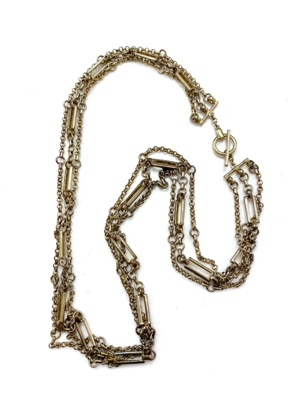Vintage Ralph Lauren Gold Tone Multi-Strand Link Necklace with Toggle